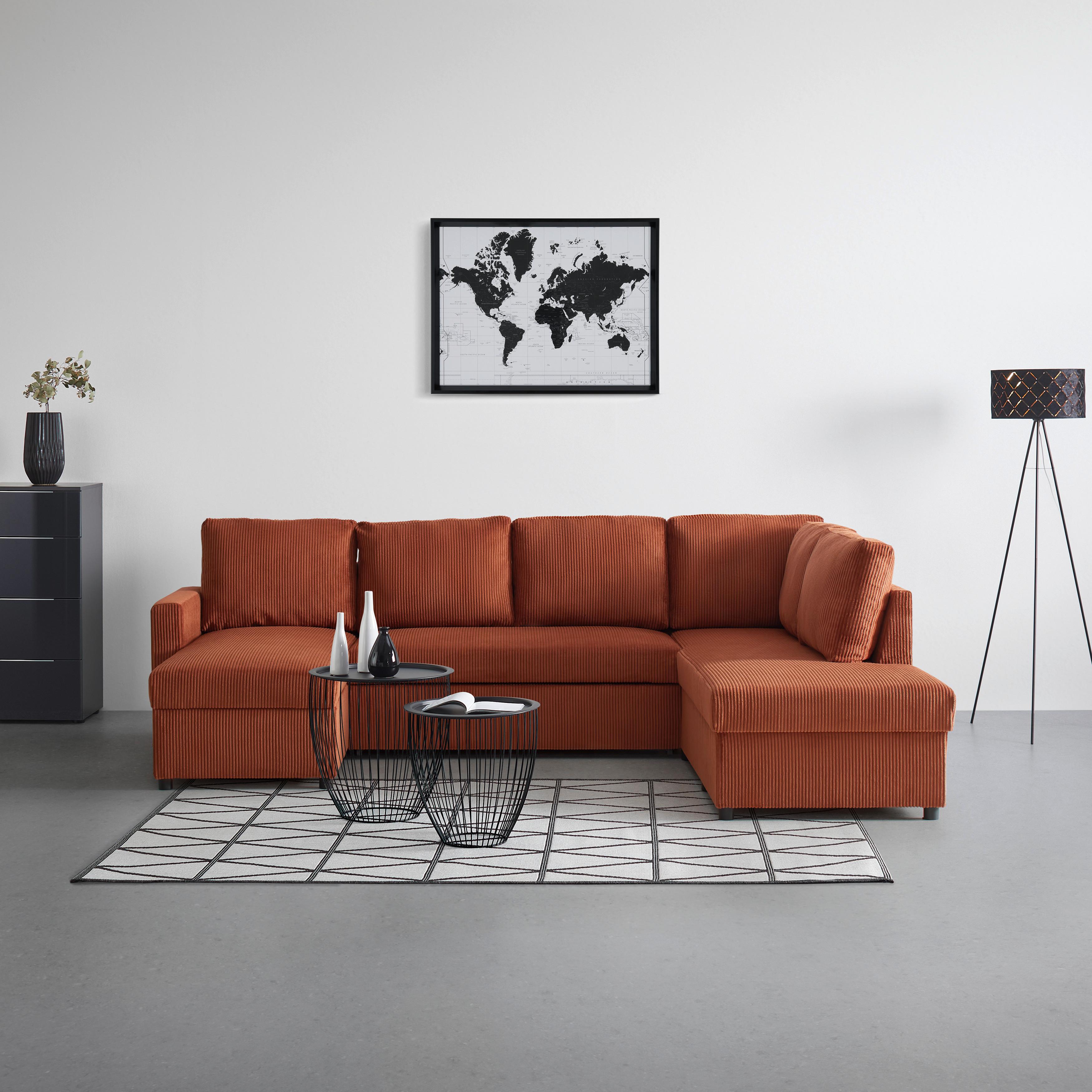 Wohnlandschaft Martina ACV Rechts Terracotta - Terracotta/Schwarz, MODERN, Holz/Holzwerkstoff (276/89/204cm) - Mömax