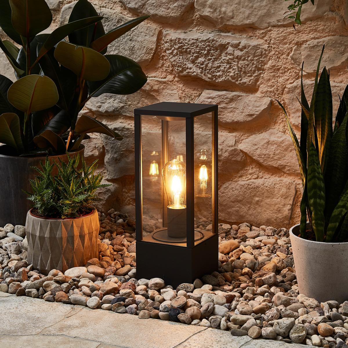 Wegleuchte Garonne in Anthrazit max. 60 Watt - Anthrazit, Trend, Glas/Metall (14/14/40cm) - Trio Leuchten