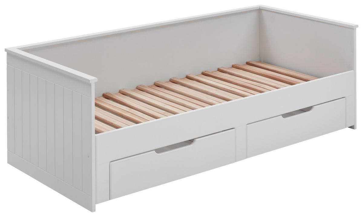 Raztegljiva Postelja Clara, Bela, 90-180x200 - bela/barve bukve, Basics, leseni material/les (90/200cm) - P & B