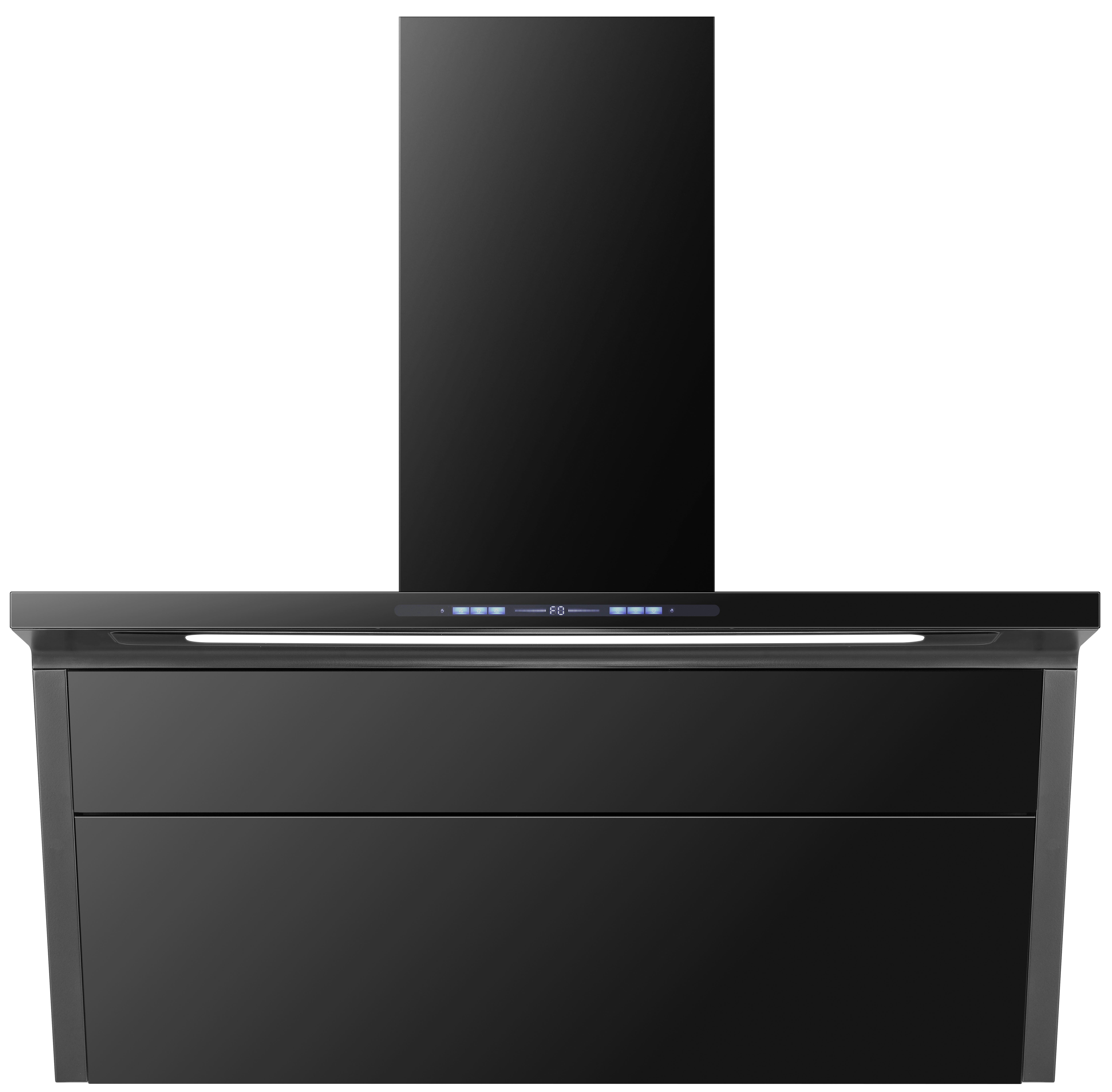 Dunstabzugshaube WS55-90 Schwarz - Schwarz, Basics, Glas/Metall (90/79,2-118,2/37cm) - PKM