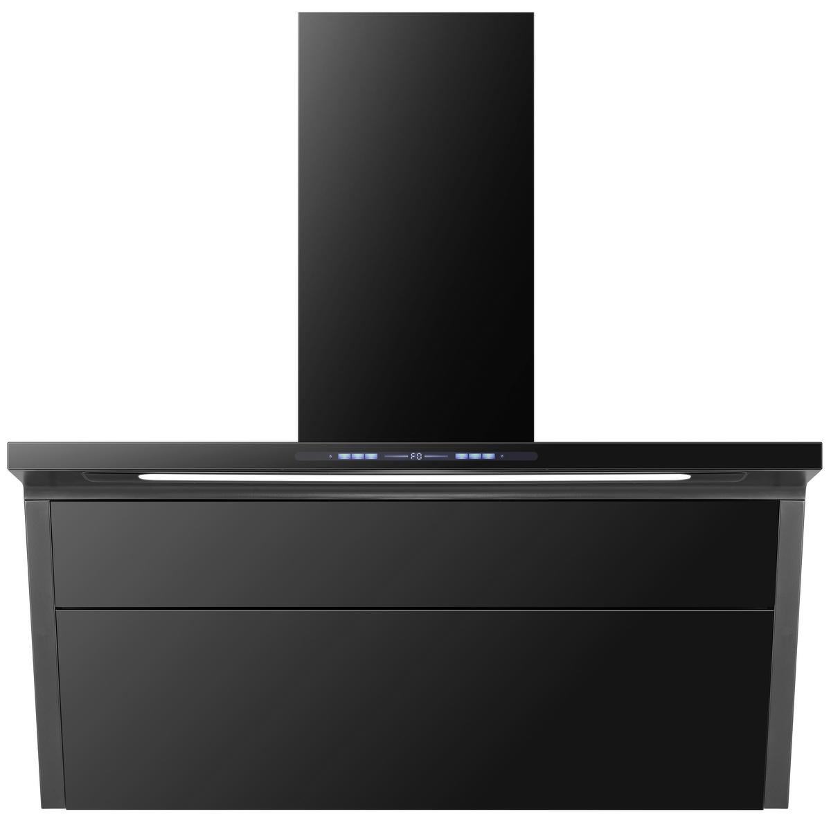 Dunstabzugshaube WS55-90 Schwarz - Schwarz, Basics, Glas/Metall (90/79,2-118,2/37cm) - PKM