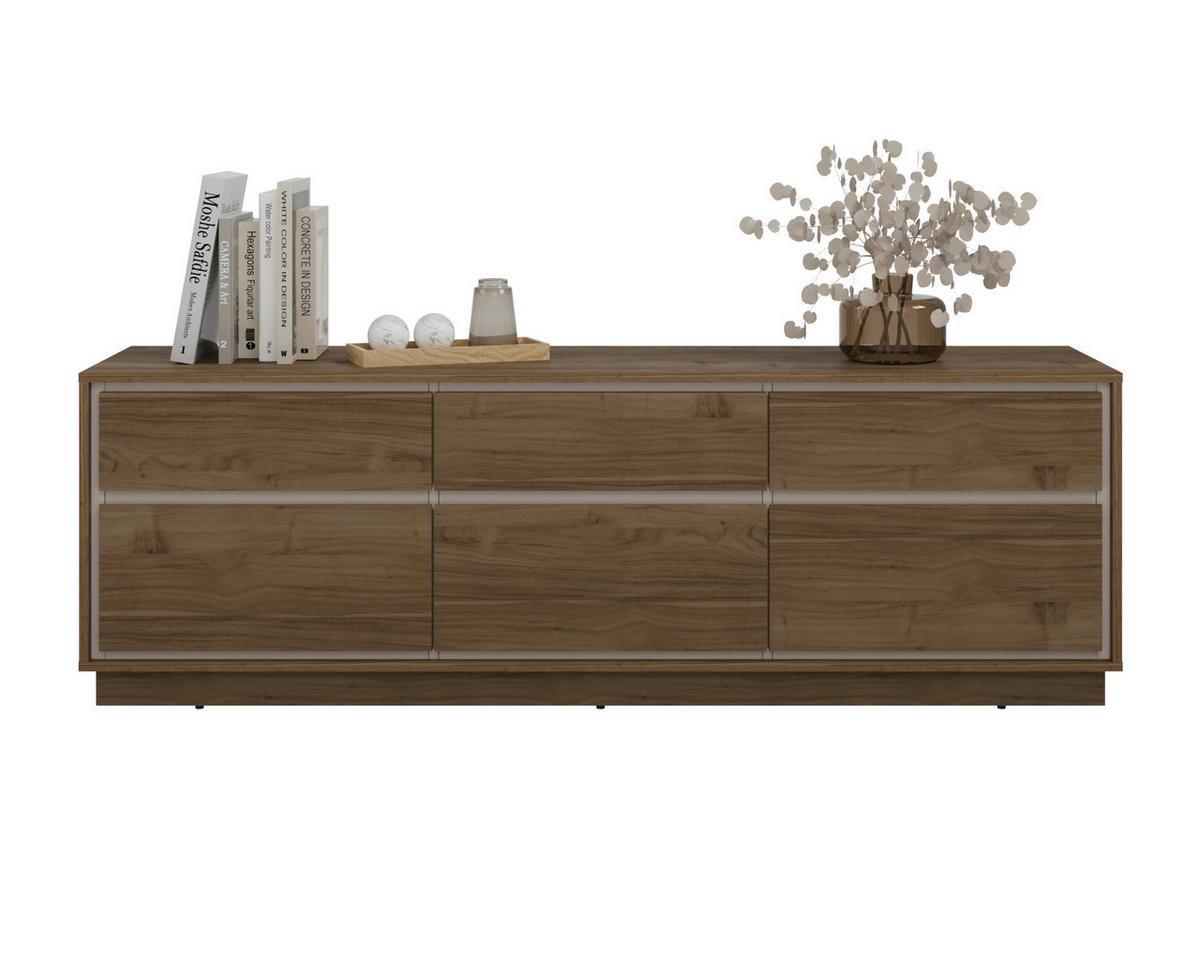 Tv Szekrény Cosme - kasmírszínű/diószínű, Modern, faalapú anyag (167/54/40cm)