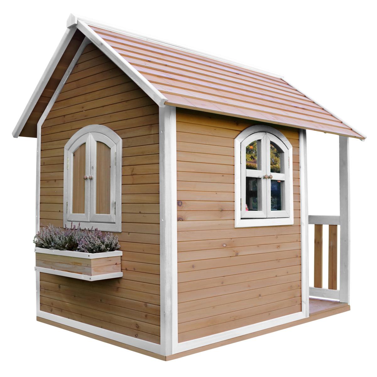 Spielhaus Alex aus Zedernholz - Braun/Weiß, Basics, Holz (137/178/191cm) - Ambia Garden
