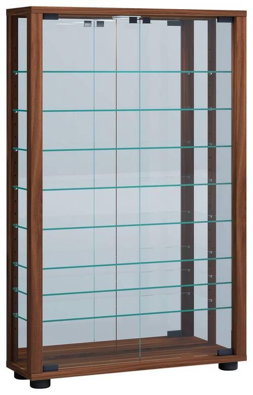 Hängevitrine Vitrosa ca. 59x91x18 cm Nussbaumfarben - Nussbaumfarben/Schwarz, MODERN, Glas/Holzwerkstoff (59/91,3/18cm) - MID.YOU