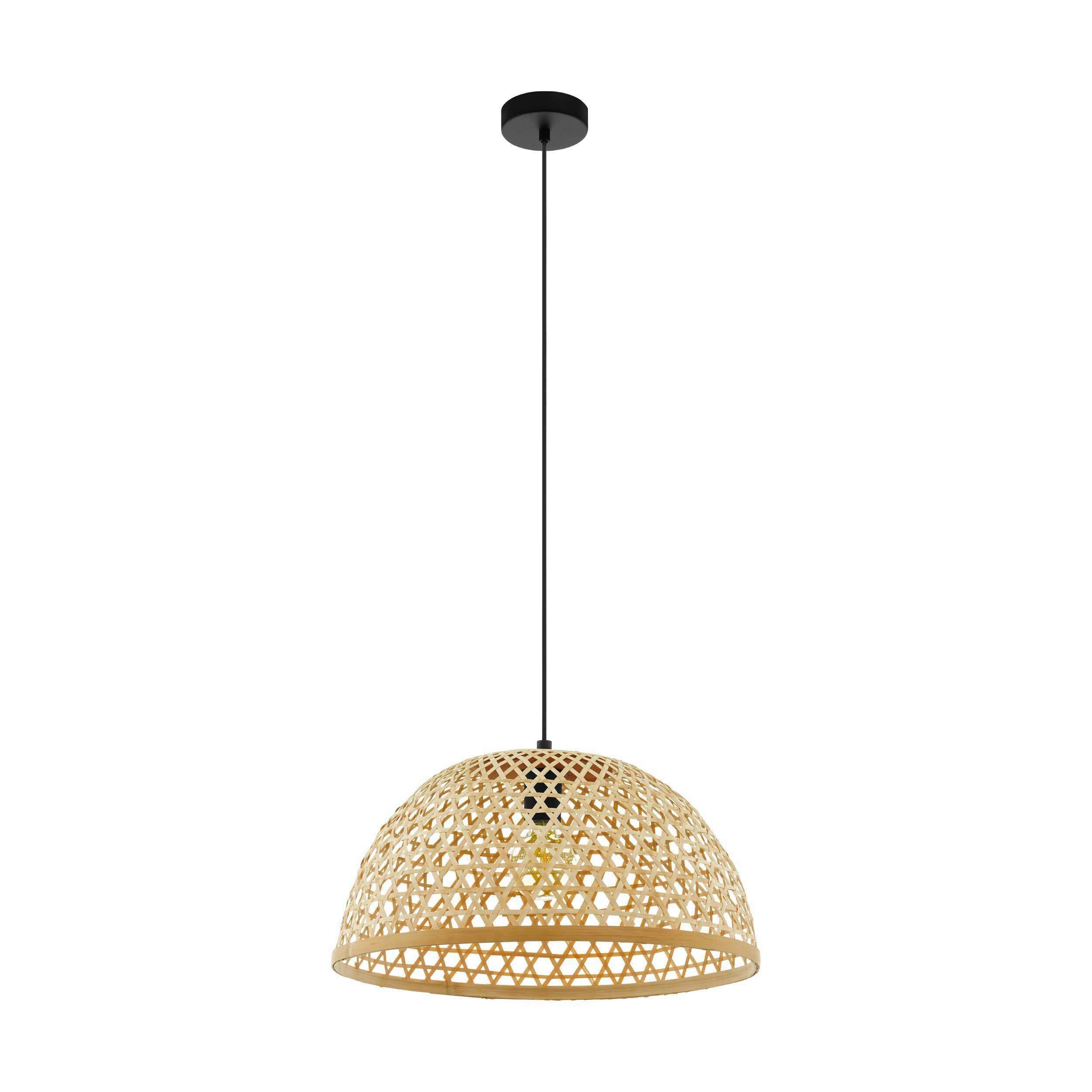 Hängeleuchte 43254* Claverdon - Schwarz/Naturfarben, Natur, Holz/Metall (49,5/110cm) - Eglo