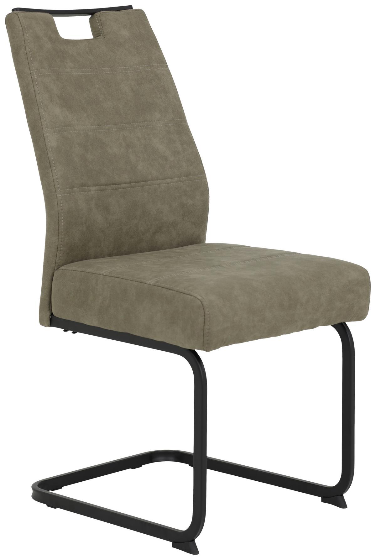 Schwingstuhl 2er-Set Kerstin S Schlammfarben Mikrofaser - Schlammfarben/Schwarz, MODERN, Textil/Metall (49/100/61cm) - MID.YOU