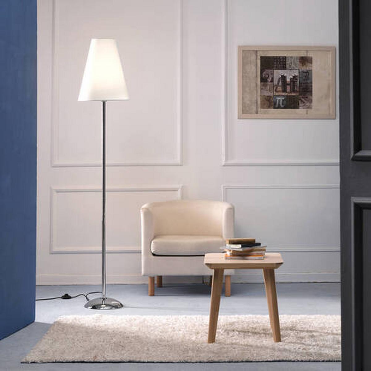 Stehleuchte Richard Bianco Weiß/Chrom max. 22 Watt - Chromfarben/Weiß, KONVENTIONELL, Textil/Metall (35/180cm)