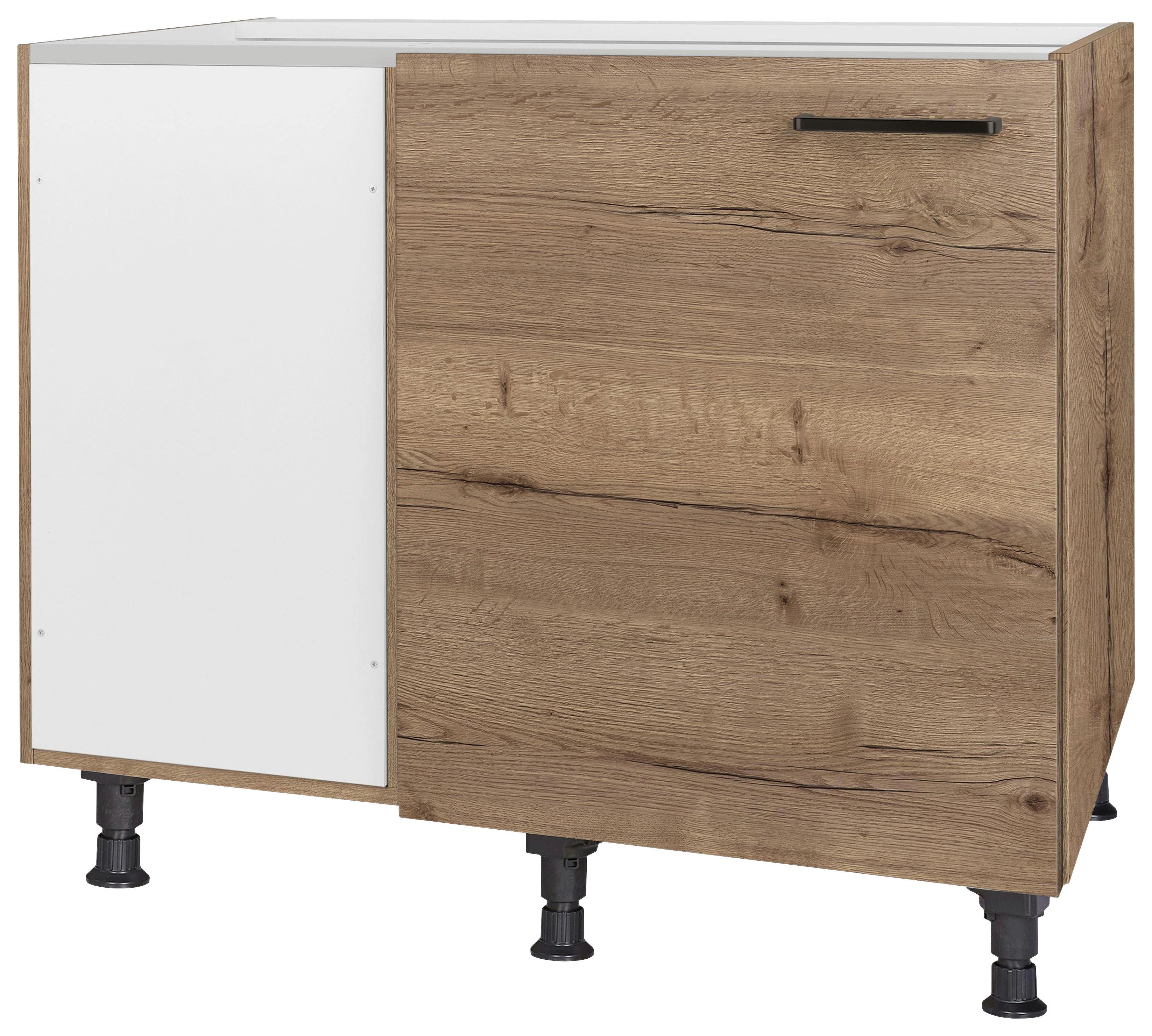 Eckunterschrank Structura Eiche dunkel - Eiche dunkel/Schwarz, MODERN, Holzwerkstoff/Metall (125/87/65cm) - Nobilia