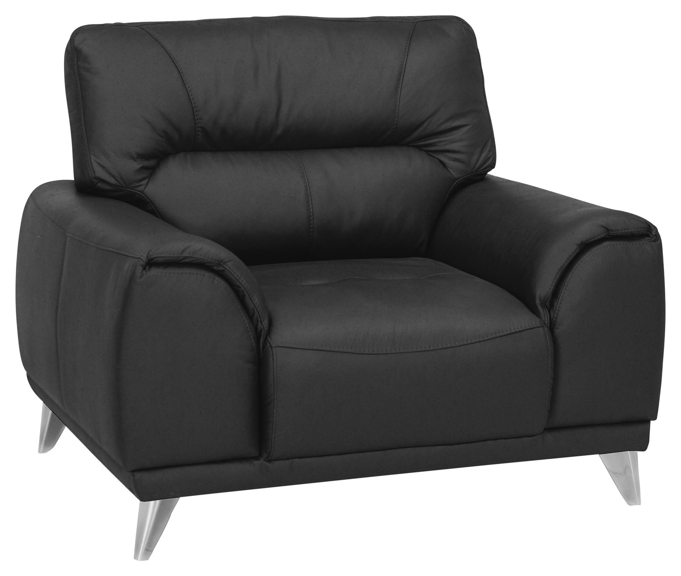 Fernsehsessel "Frisco" , schwarz - Chromfarben/Schwarz, MODERN, Textil/Metall (112/92/96cm) - MID.YOU