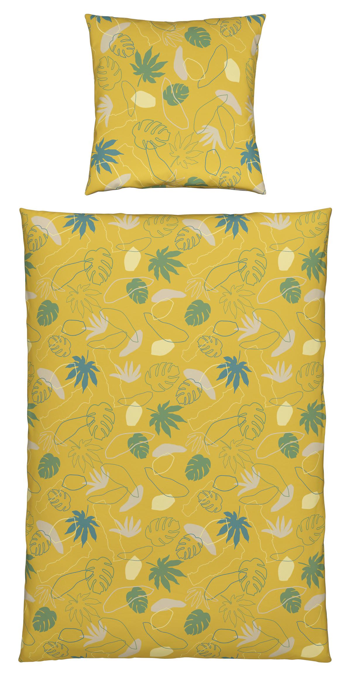 Bettwäsche Karin in Gelb/Blau ca. 135x200cm - Blau/Gelb, KONVENTIONELL, Textil (135/200cm) - Premium Living