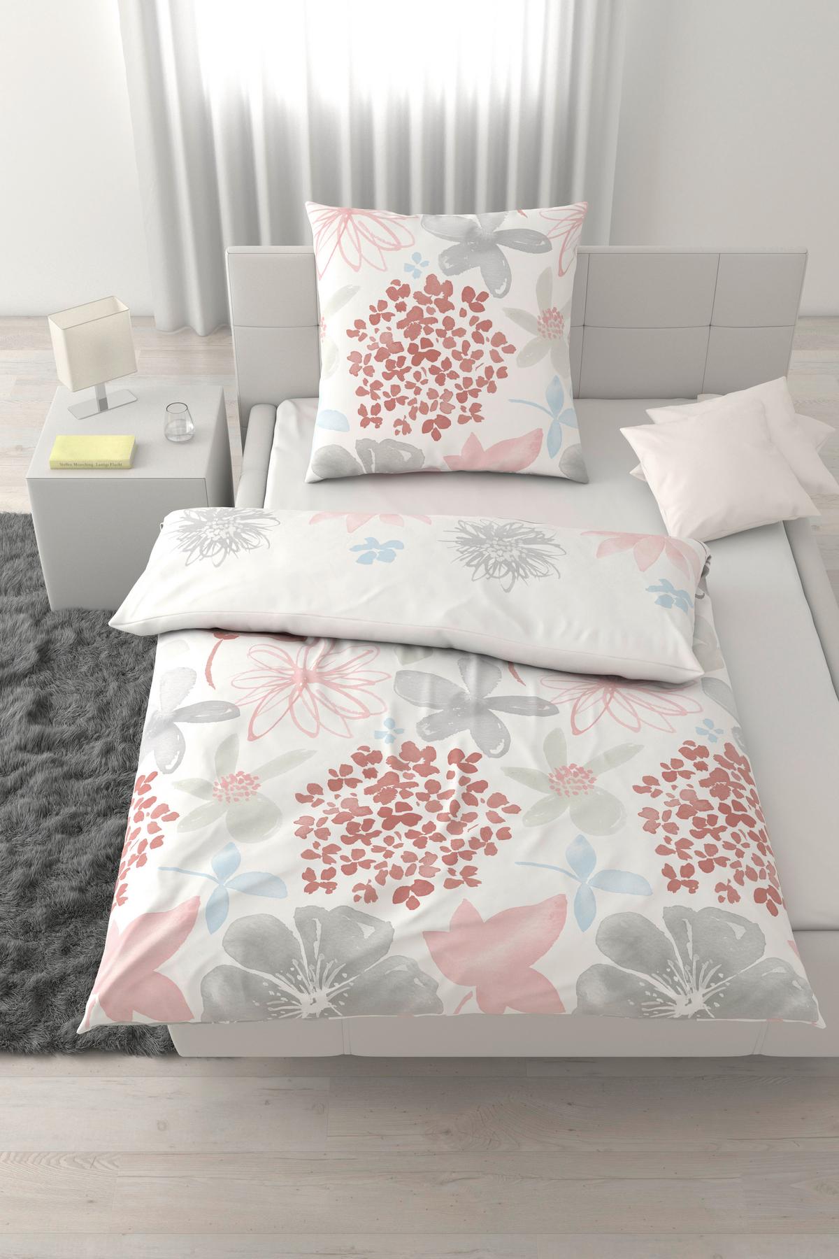 Bettwäsche Gundi Grau/Rosa/Weiß ca. 135x200cm - Rosa/Weiß, KONVENTIONELL, Textil (135/200cm) - Mömax