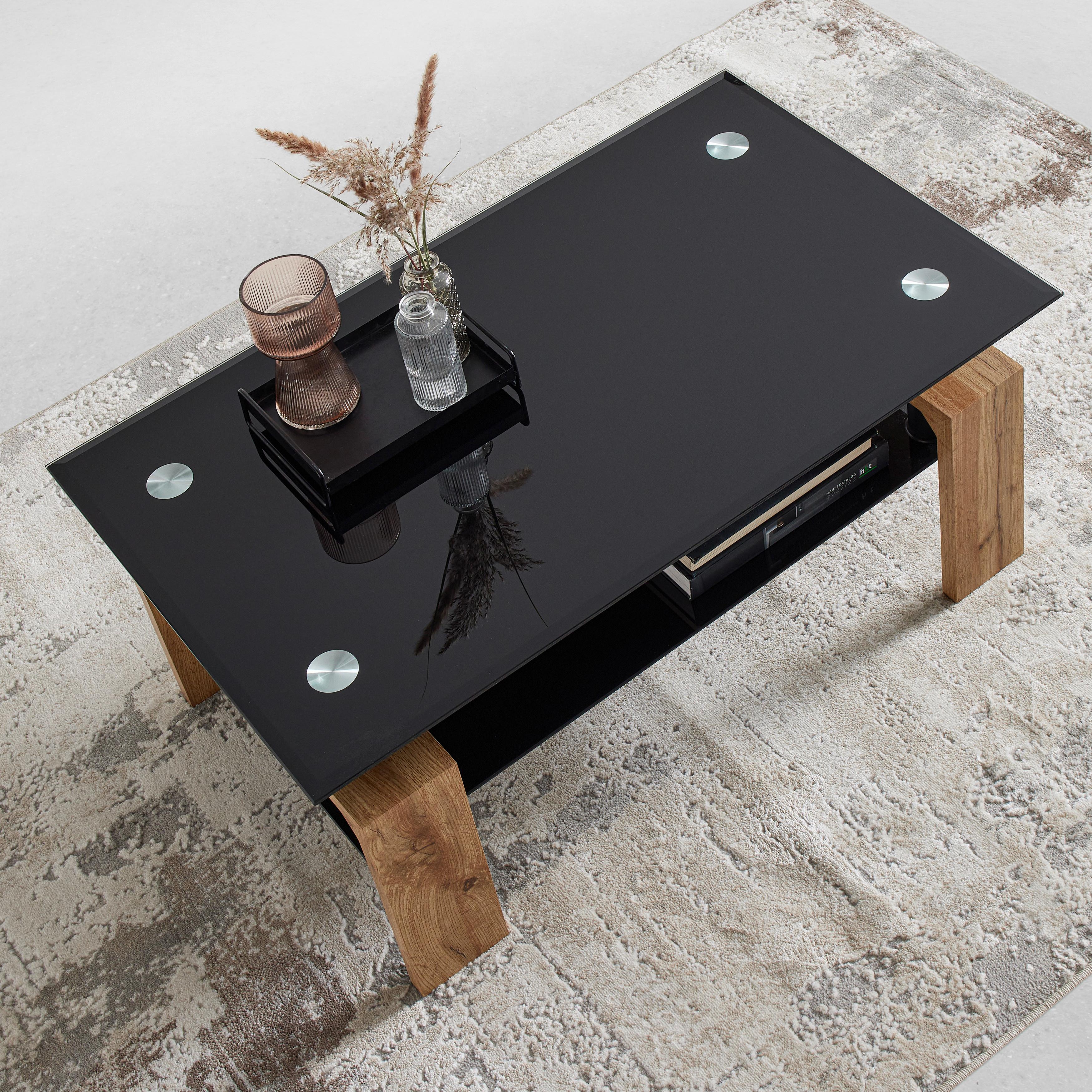SOFFBORD INTRO - svart/ekfärgad, Modern, metall/trämaterial (100/60/45cm) - Mömax