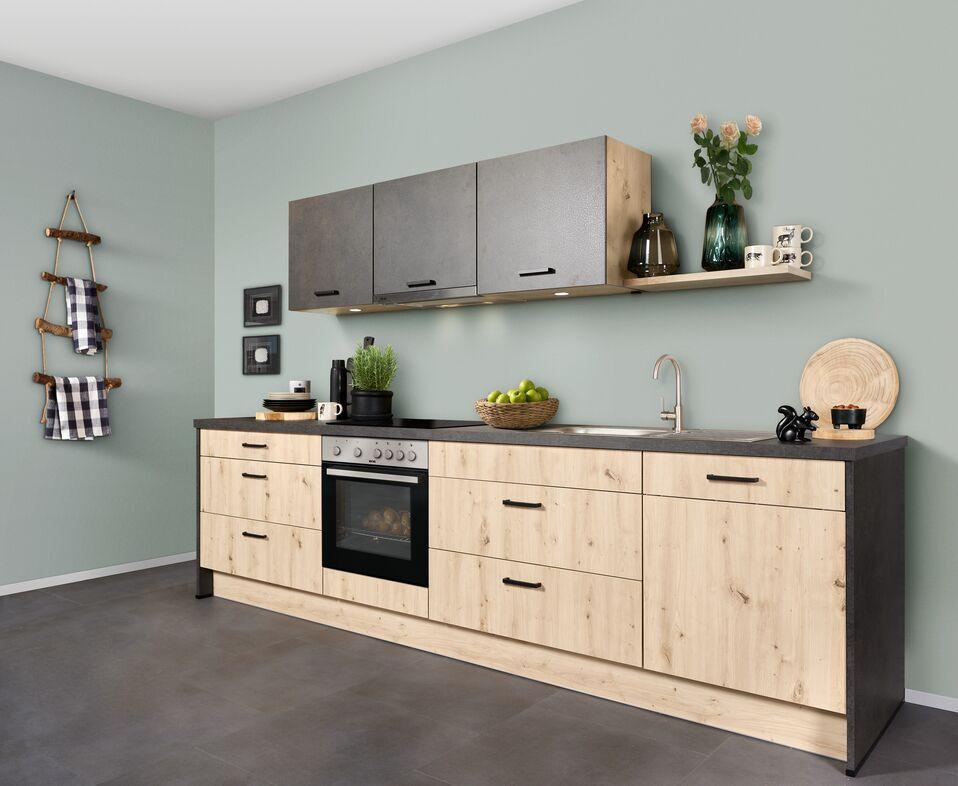 Küchenblock IP1200 in Grau/Eichefarben - Eichefarben/Grau, MODERN, Holzwerkstoff - Impuls