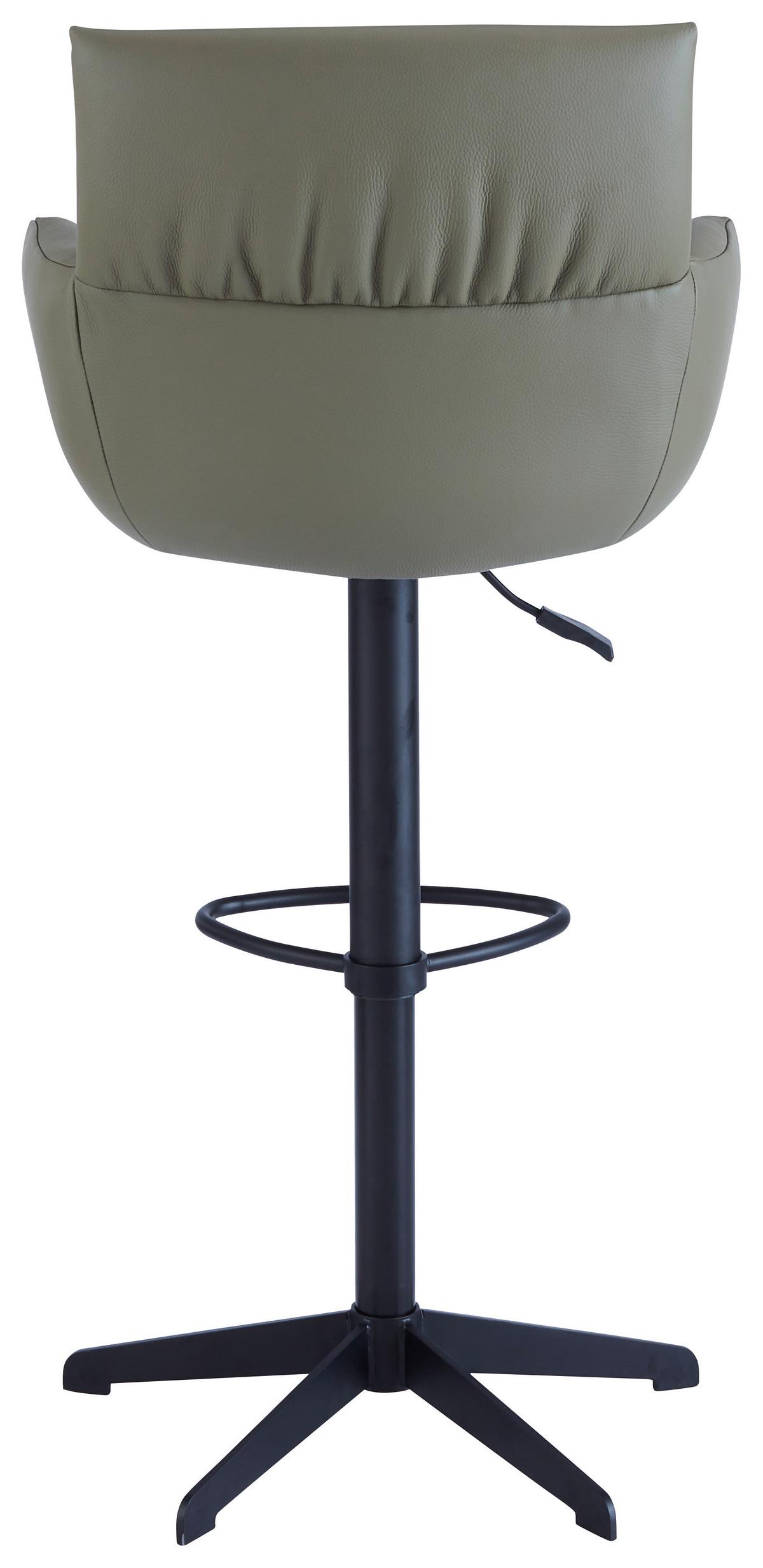 STOŁEK BAROWY PARIS - czarny/oliwkowa zieleń, Design, skóra/metal (58/88-112/58cm) - Dieter Knoll