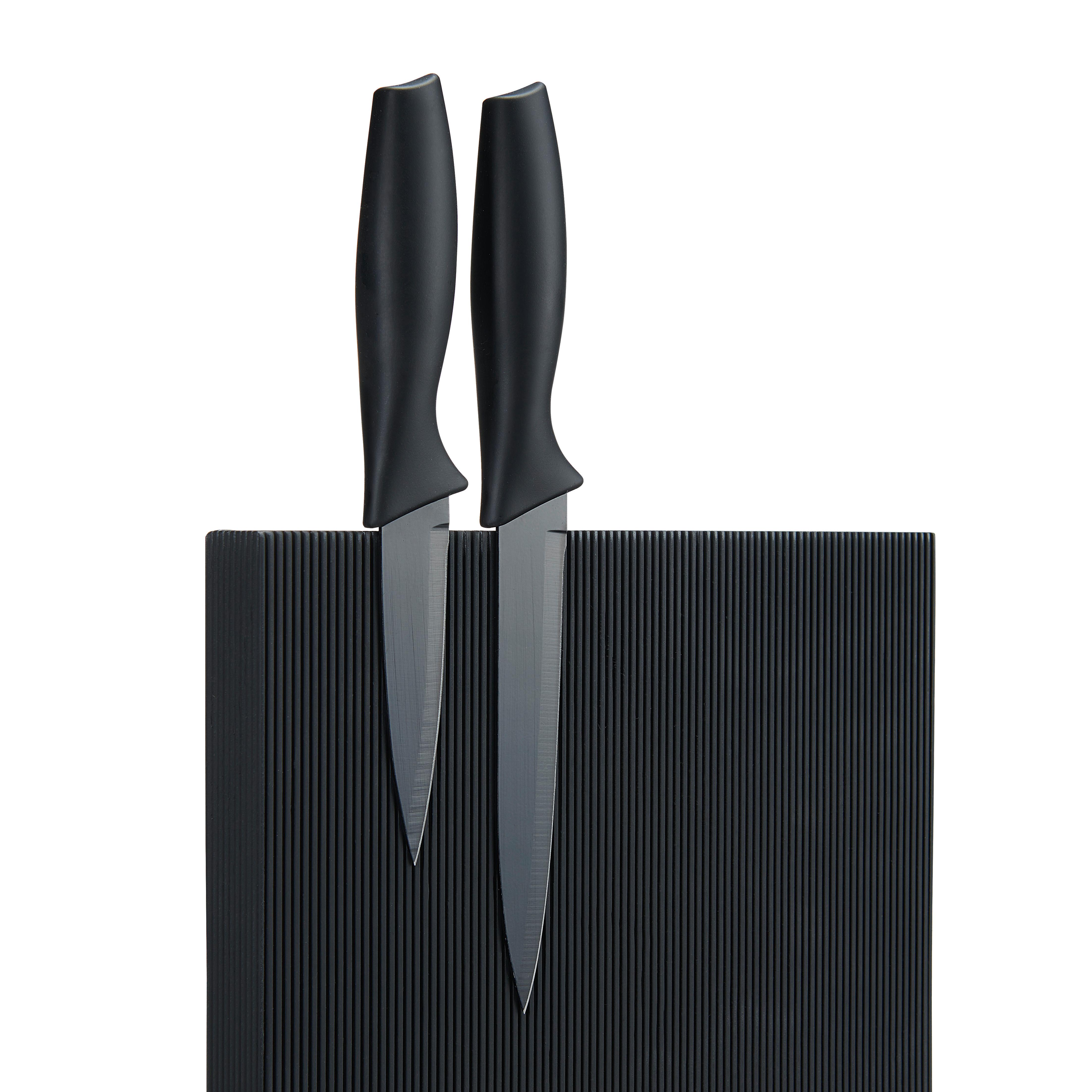 BLOC DE COUTEAUX JOHANNES - couleur acacia/noir, MODERN, bois (24/23,3/9,5cm) - Modern Living