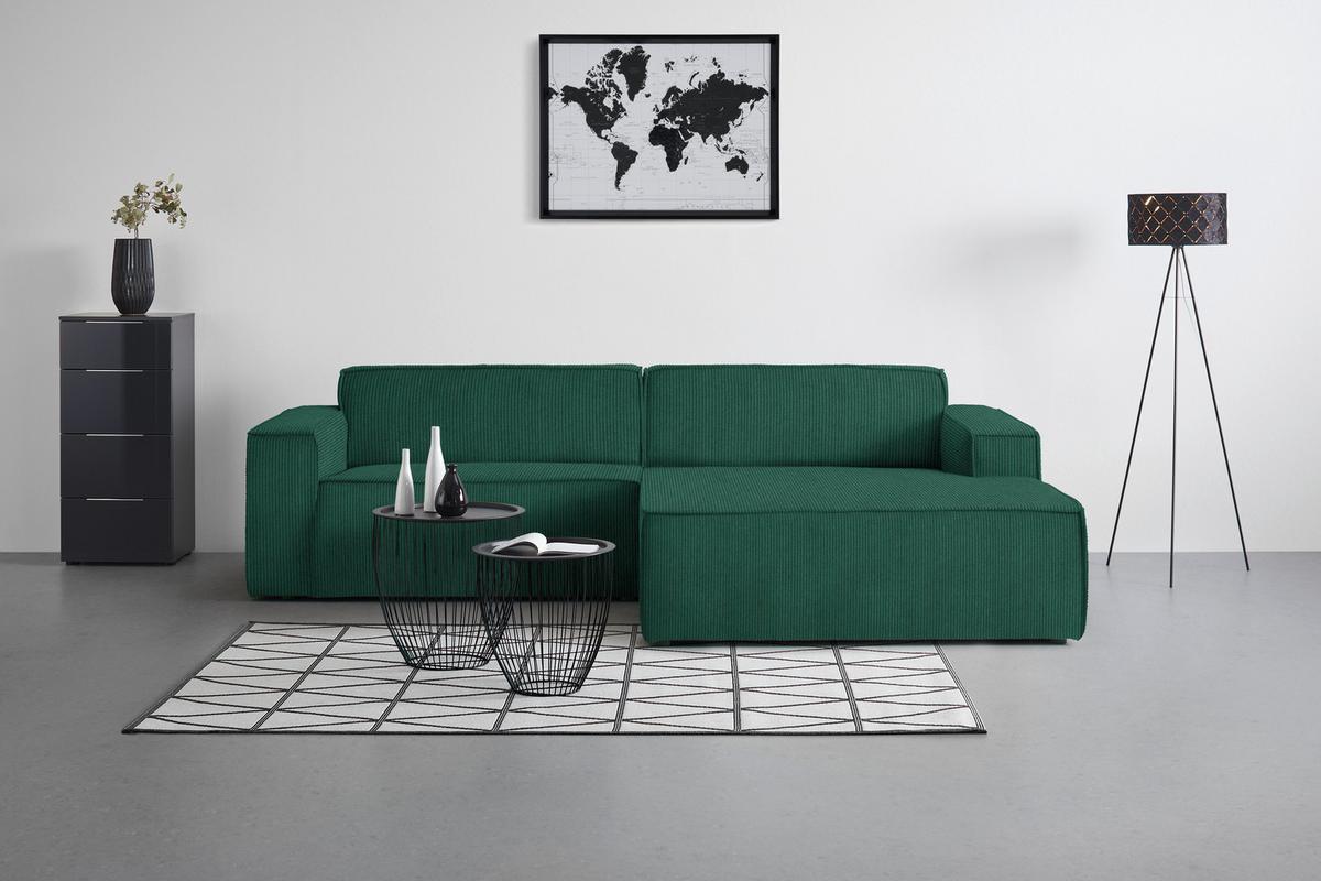 Wohnlandschaft Loft Dunkelgrün - Dunkelgrün/Schwarz, MODERN, Kunststoff/Textil (265/75/172cm) - Mömax