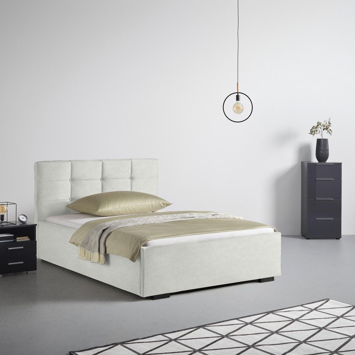 Polsterbett Nelo Beige ca. 140x200cm - Beige/Schwarz, KONVENTIONELL, Kunststoff/Textil (140/200cm) - Mömax