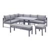 Loungegarnitur "Pergola", 5-teilig, Outdoorstoff - Dunkelgrau, MODERN, Textil/Metall (175/261cm) - Bessagi Garden
