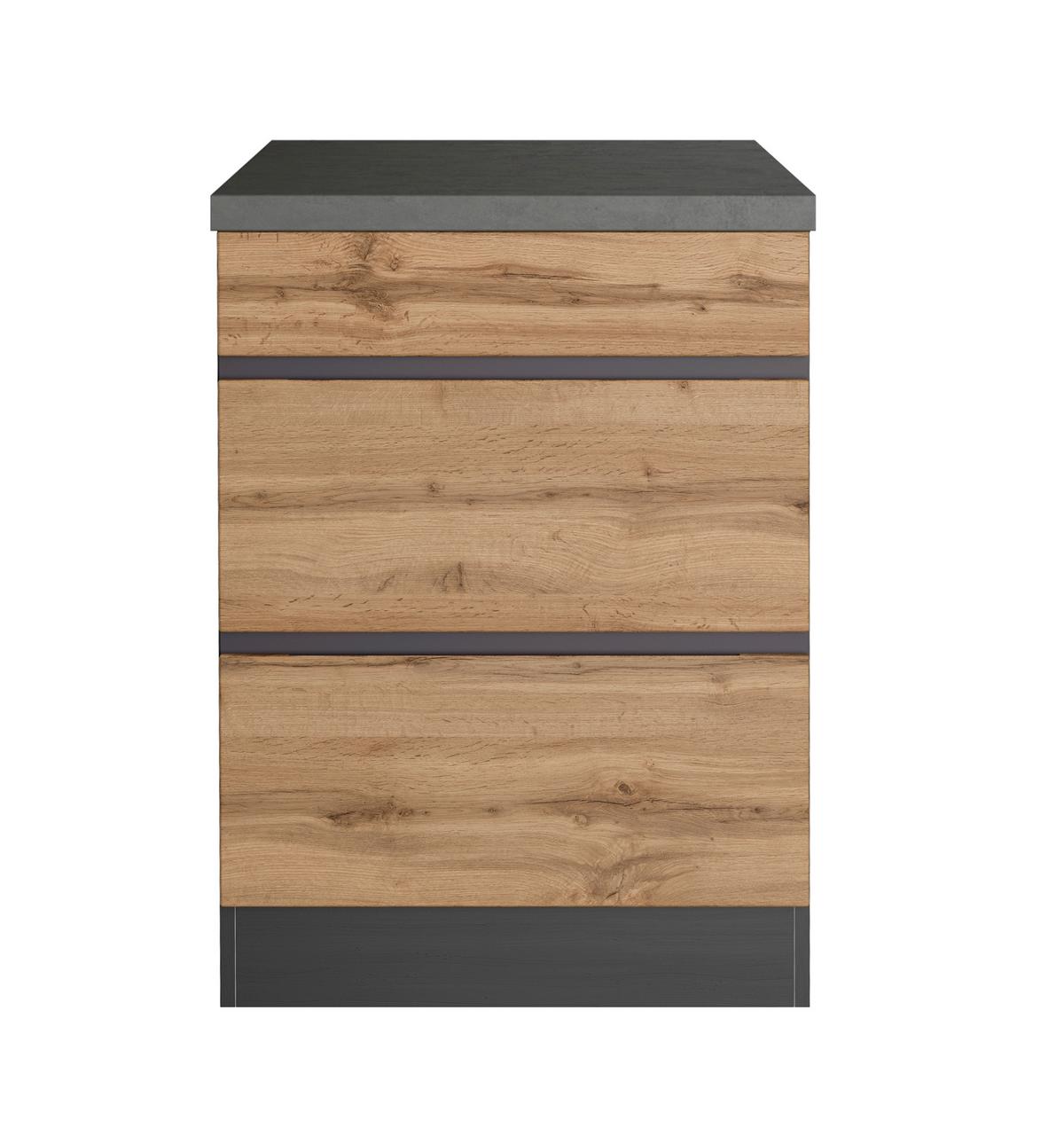 Kochfeldumbauschrank Turin ca. 60x86 cm Graphit/Eiche - Eiche Wotan/Graphitfarben, Design, Holzwerkstoff (60/86/60cm) - Held