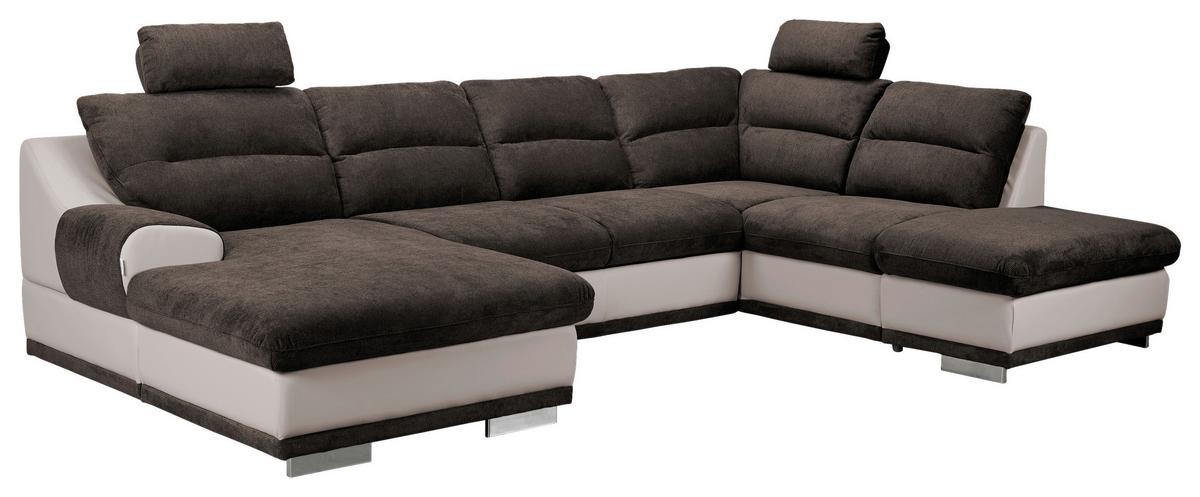 Sedežna Garnitura Seaside, Z Ležiščem, Predalom, Oblika U - barve kroma/siva, Konvencionalno, kovina/tekstil (165/334/218cm) - Premium Living