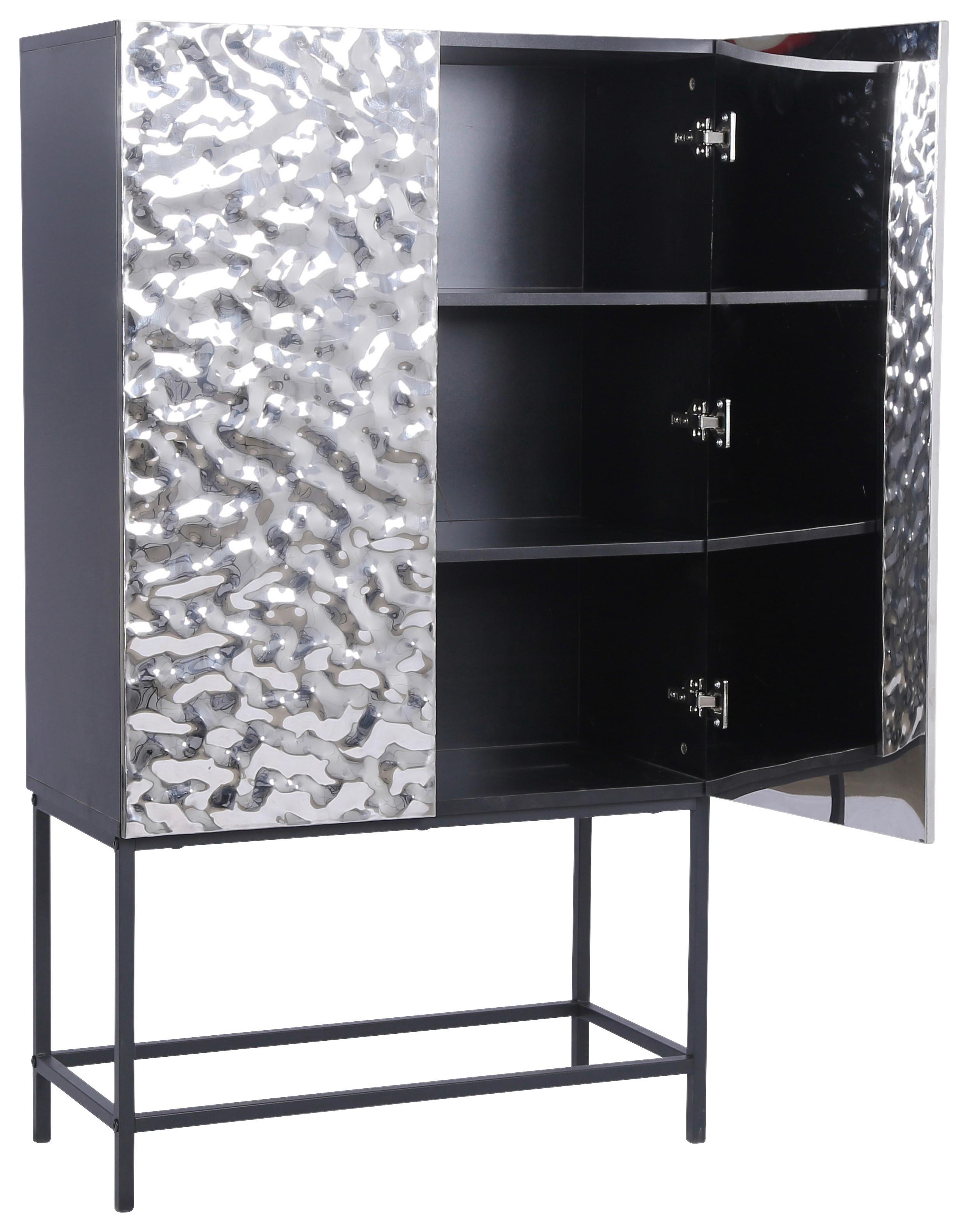HÖG BYRÅ MARLENE - stålfärgad/svart, Design, metall/trämaterial (80/140/40cm) - Mömax