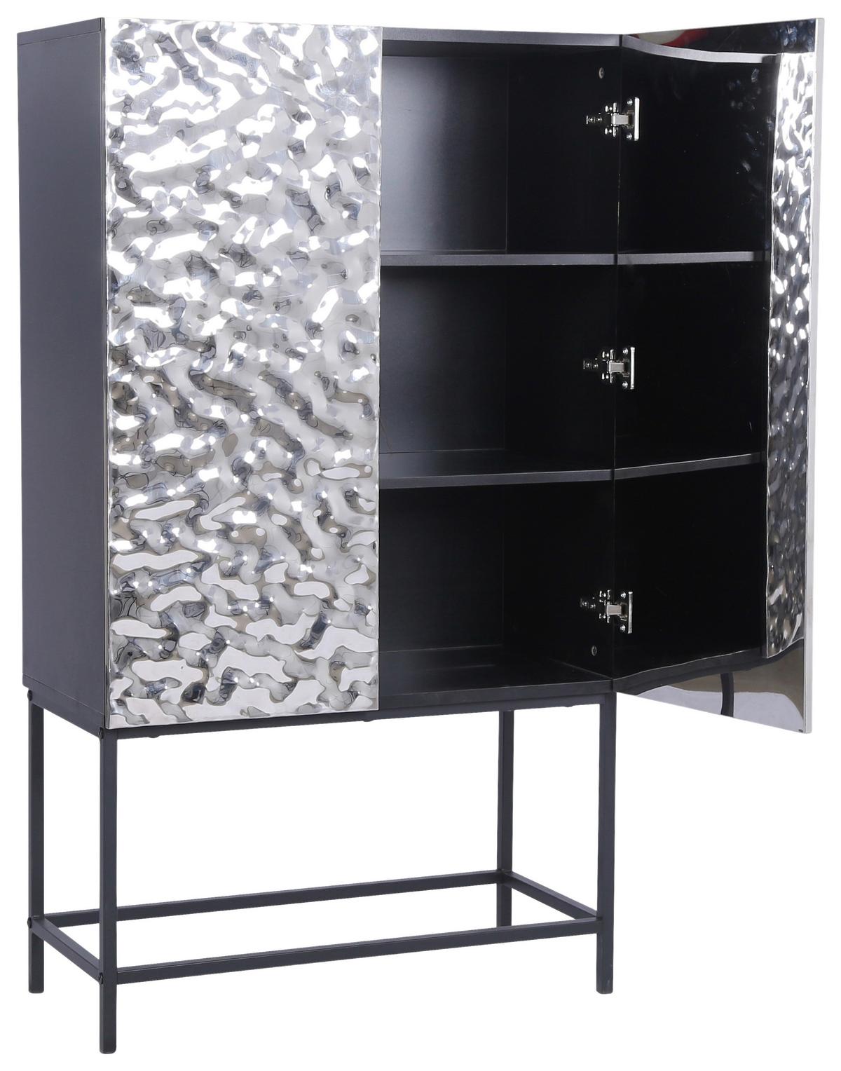 Highboard Marlene Schwarz/Edelstahlfarben - Edelstahlfarben/Schwarz, Design, Holzwerkstoff/Metall (80/140/40cm) - Mömax