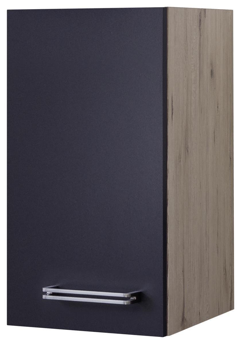 Küchenoberschrank Anthrazit/Eiche - Edelstahlfarben/Eichefarben, MODERN, Holzwerkstoff/Metall (30/54/32cm) - FlexWell