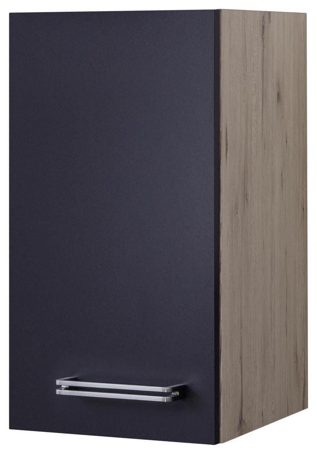 Kuhinjska Zgornja Omarica Milano, Antracit, Hrast, Š. 30 - barve nerjavečega jekla/barve hrasta, Moderno, kovina/leseni material (30/54/32cm) - FlexWell