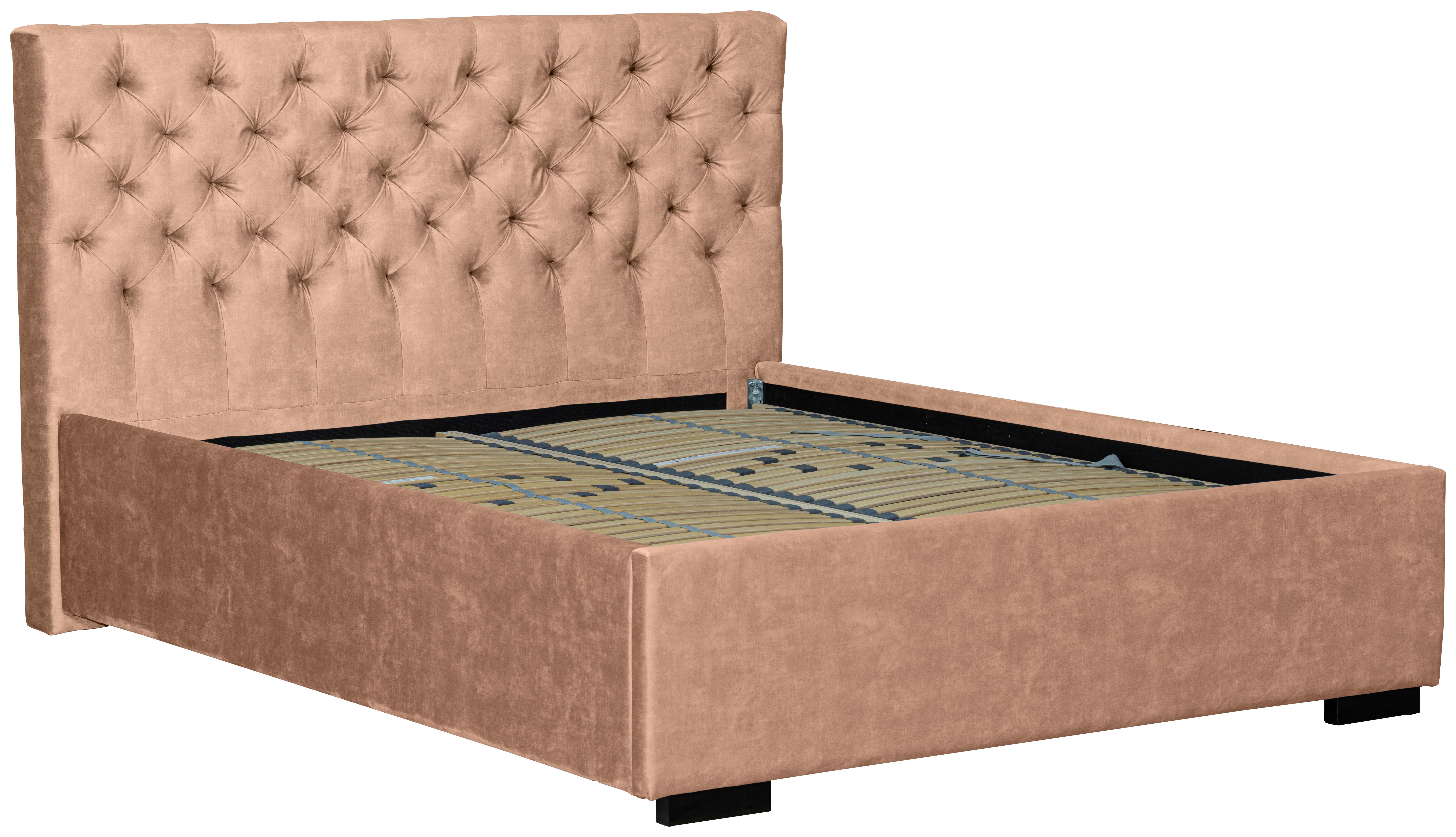 Oblazinjena Postelja Miami Storage, 180x200, Bež - črna/bež, Design, tekstil/les (180/200cm) - Modern Living
