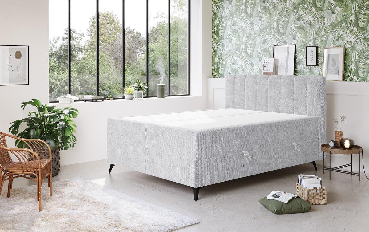 Box-ágy Vicky - szürke, Modern, faalapú anyag/textil (160/200cm)