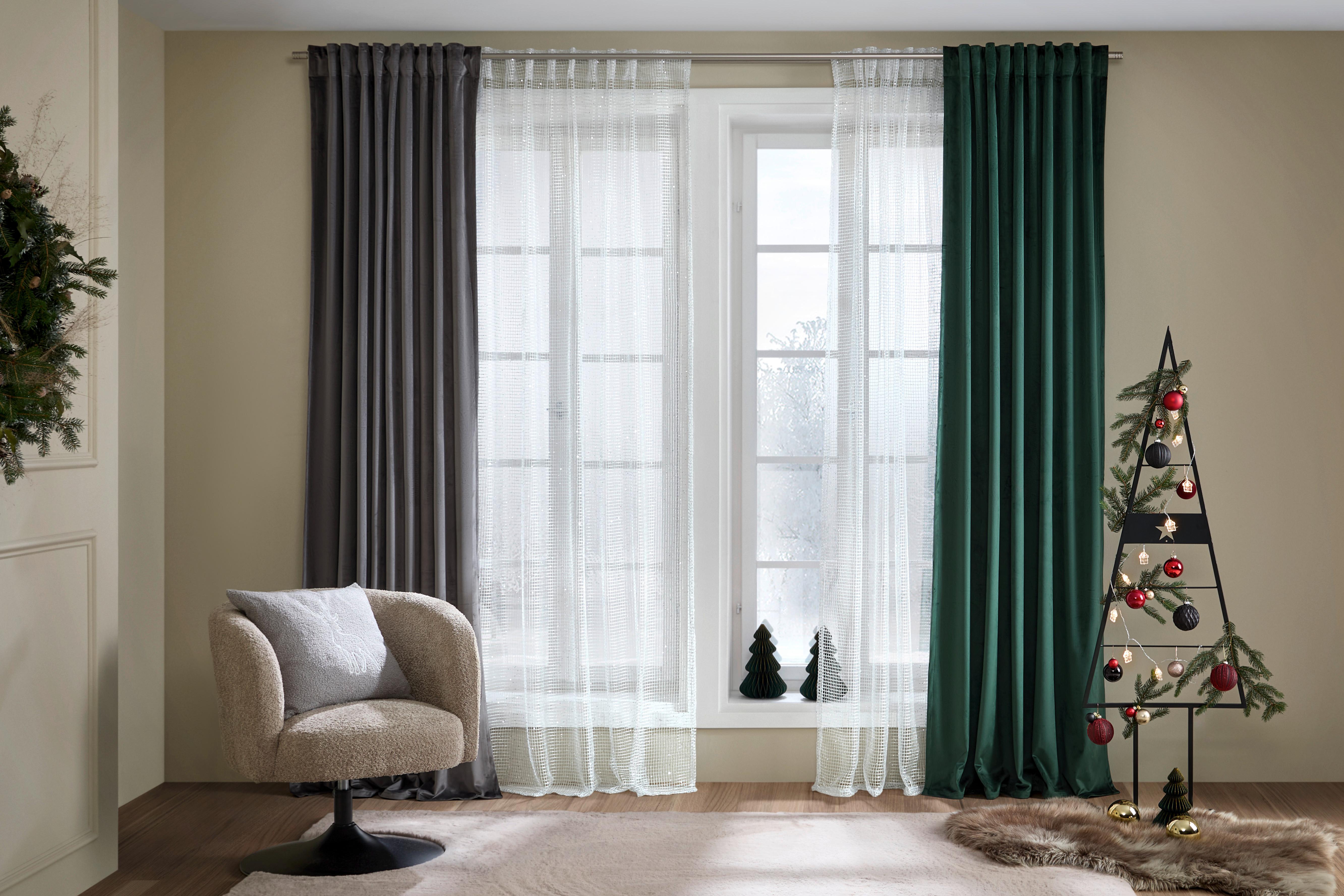 GARDINLÄNGD VIOLA - antracit, Klassisk, textil (140/245cm) - Premium Living