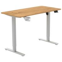 BIURKO PIKA - dąb deskowy/biały, Modern, materiał drewnopochodny/tworzywo sztuczne (120/60/70-115cm) - Livetastic