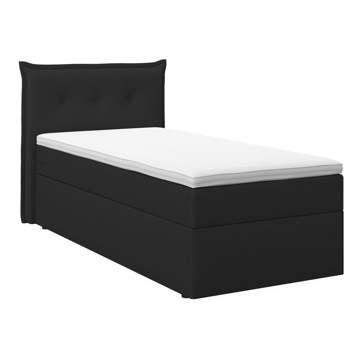 Boxbett Polo ca. 90x200 cm Dunkelgrau mit Topper - Dunkelgrau/Schwarz, Modern, Holz/Kunststoff (90/200cm) - Bessagi Home