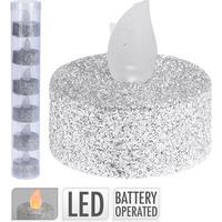 LED-es Teamécses Glitter 6db/csomag - szürke, műanyag (3,8/4cm)