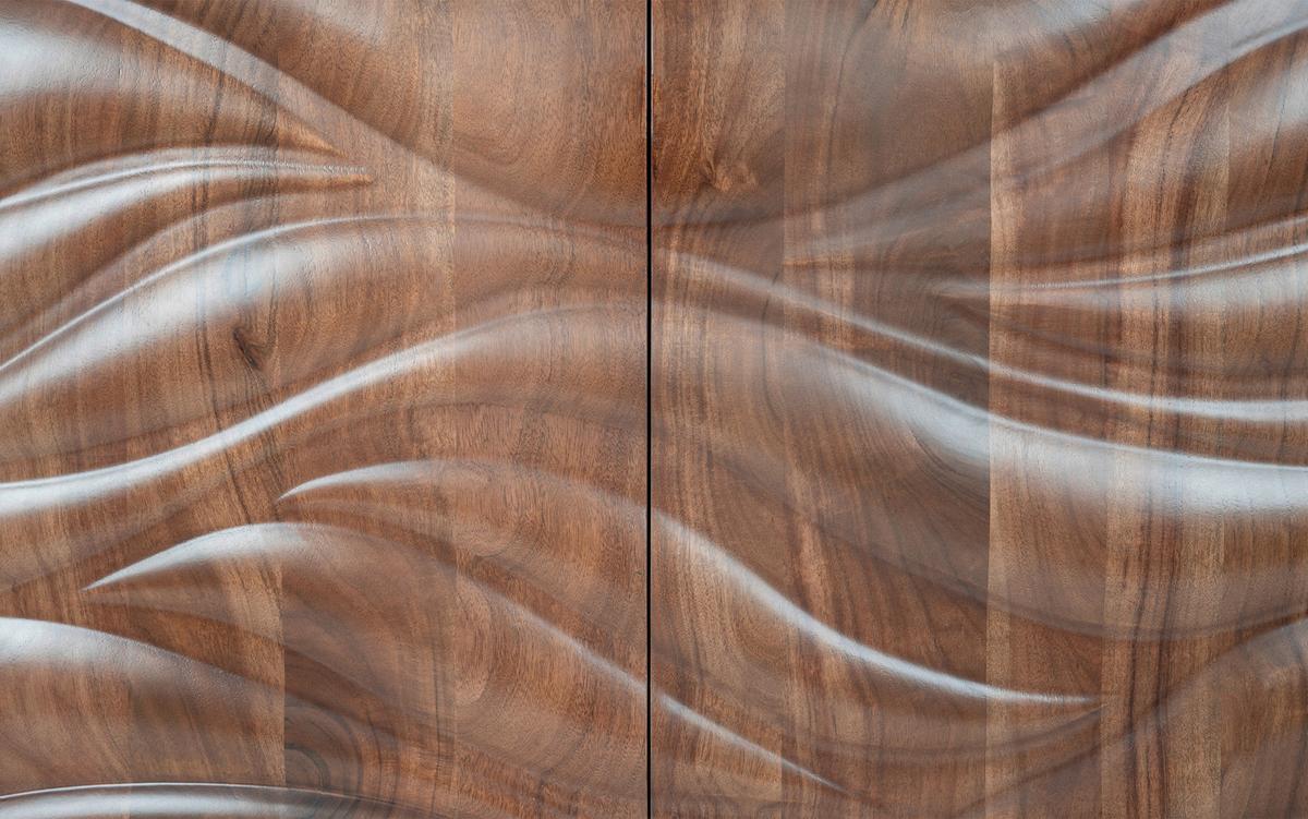 Sideboard Wave Walnussfarben - Walnussfarben/Schwarz, Trend, Holz/Metall (175/76/40cm) - P & B