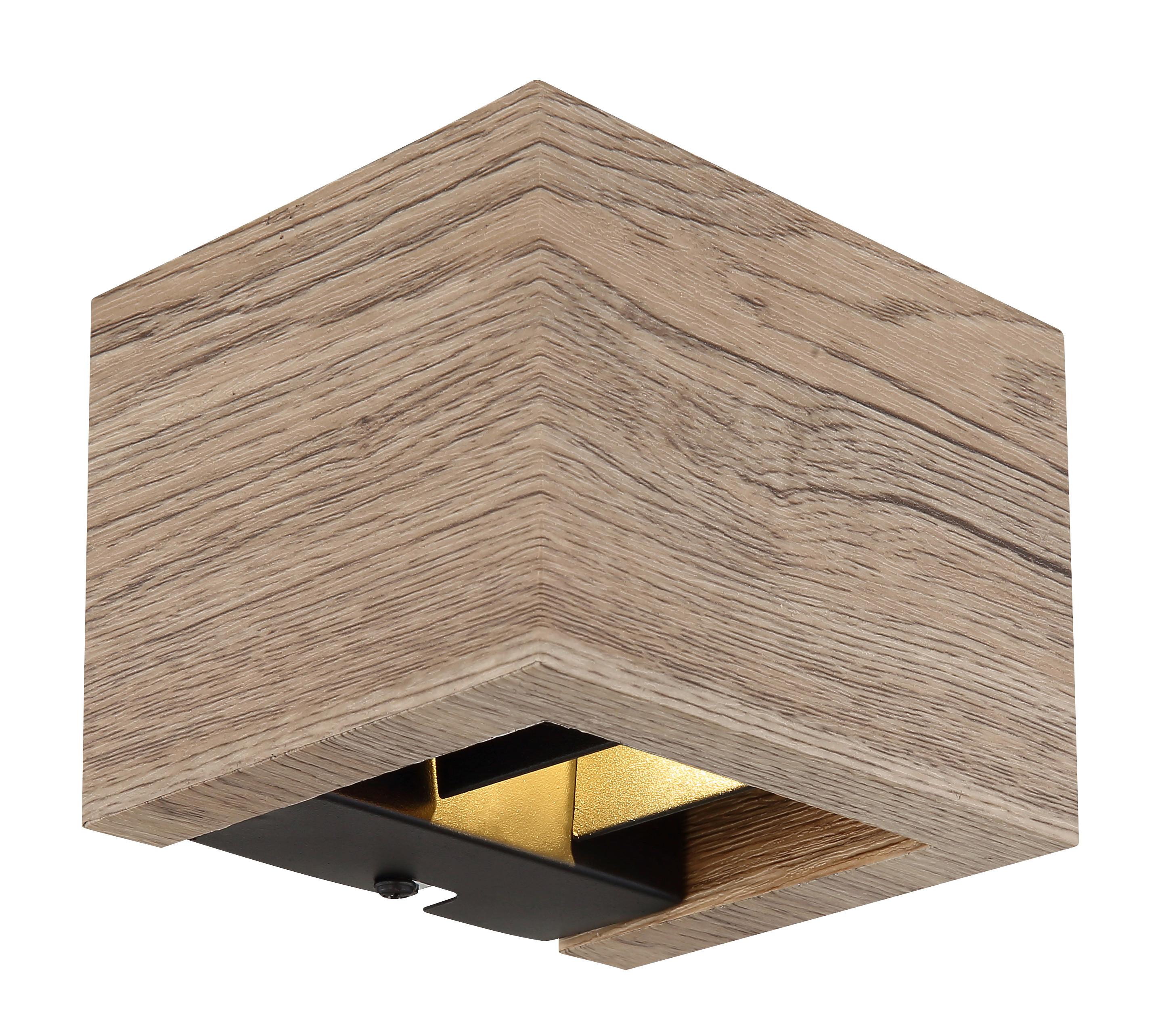 Stenska Led-svetilka 15553w1w - črna/temno rjava, Design, kovina/leseni material (13,2/11,3/9,8cm) - Globo