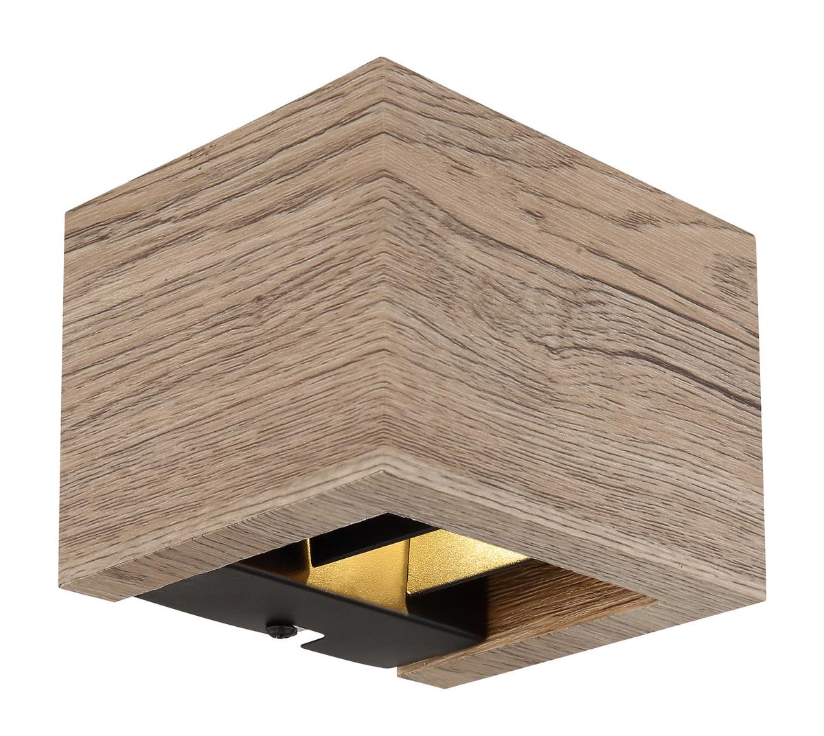 LED-WANDLEUCHTE 15553W1W - Dunkelbraun/Schwarz, Design, Holzwerkstoff/Metall (13,2/11,3/9,8cm) - Globo