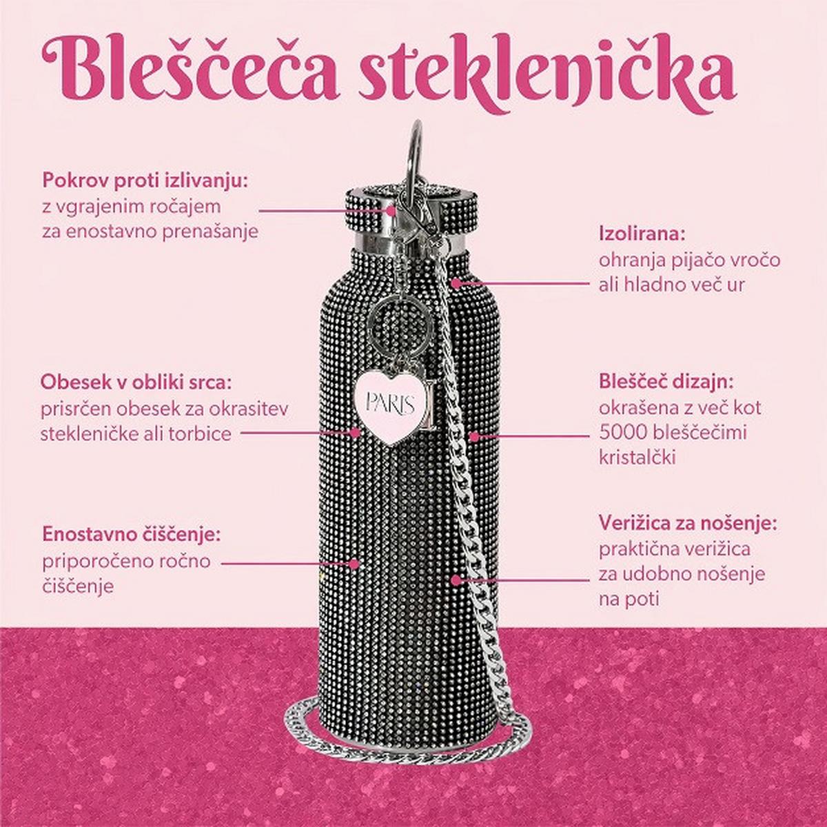 Izolirna Steklenica Paris Hilton - črna/visoki sijaj, Design, kovina (9/9/29cm) - Paris Hilton