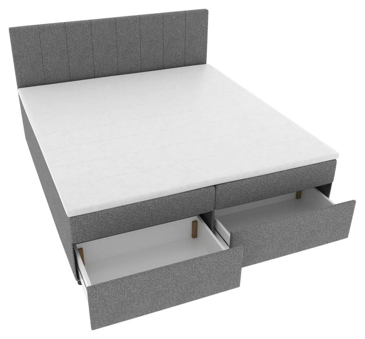 Boxbett Odin Anthrazit ca. 180x200cm - Anthrazit/Schwarz, KONVENTIONELL, Kunststoff/Textil (180/200cm) - Based