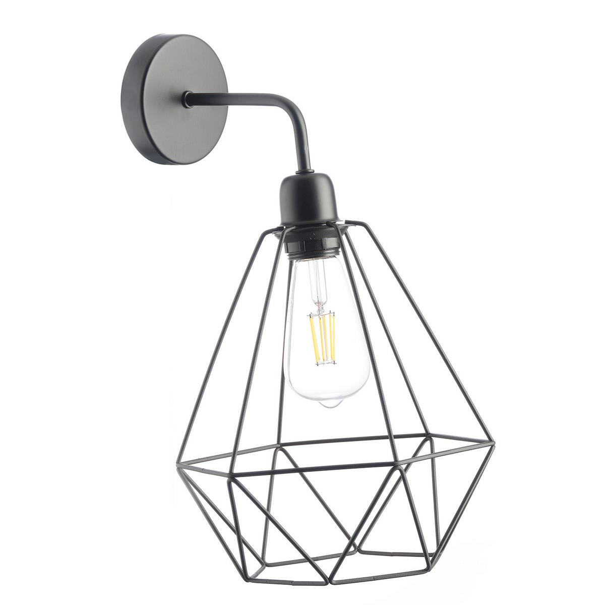 Wandleuchte Baldo Schwarz max. 22 Watt - Schwarz, Basics, Metall (24/24/30cm)