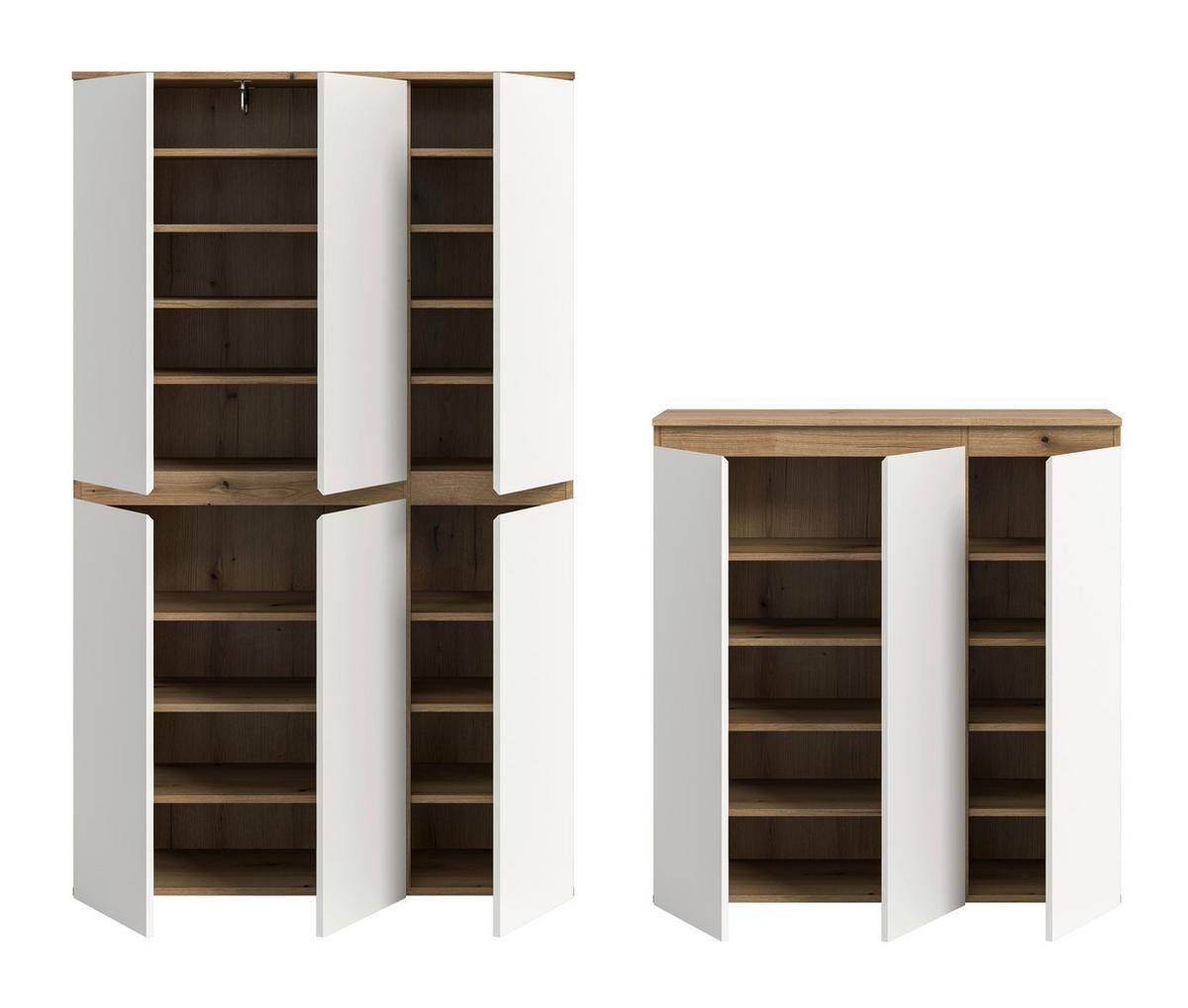 Garderobenschrank Scarpa Weiß/Eiche - Eichefarben/Schwarz, Design, Holzwerkstoff/Kunststoff (235/175/37cm) - Livetastic