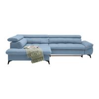 Wohnlandschaft Alberto Hellblau - Schwarz/Hellblau, MODERN, Textil/Metall (296/78/201cm) - Mömax