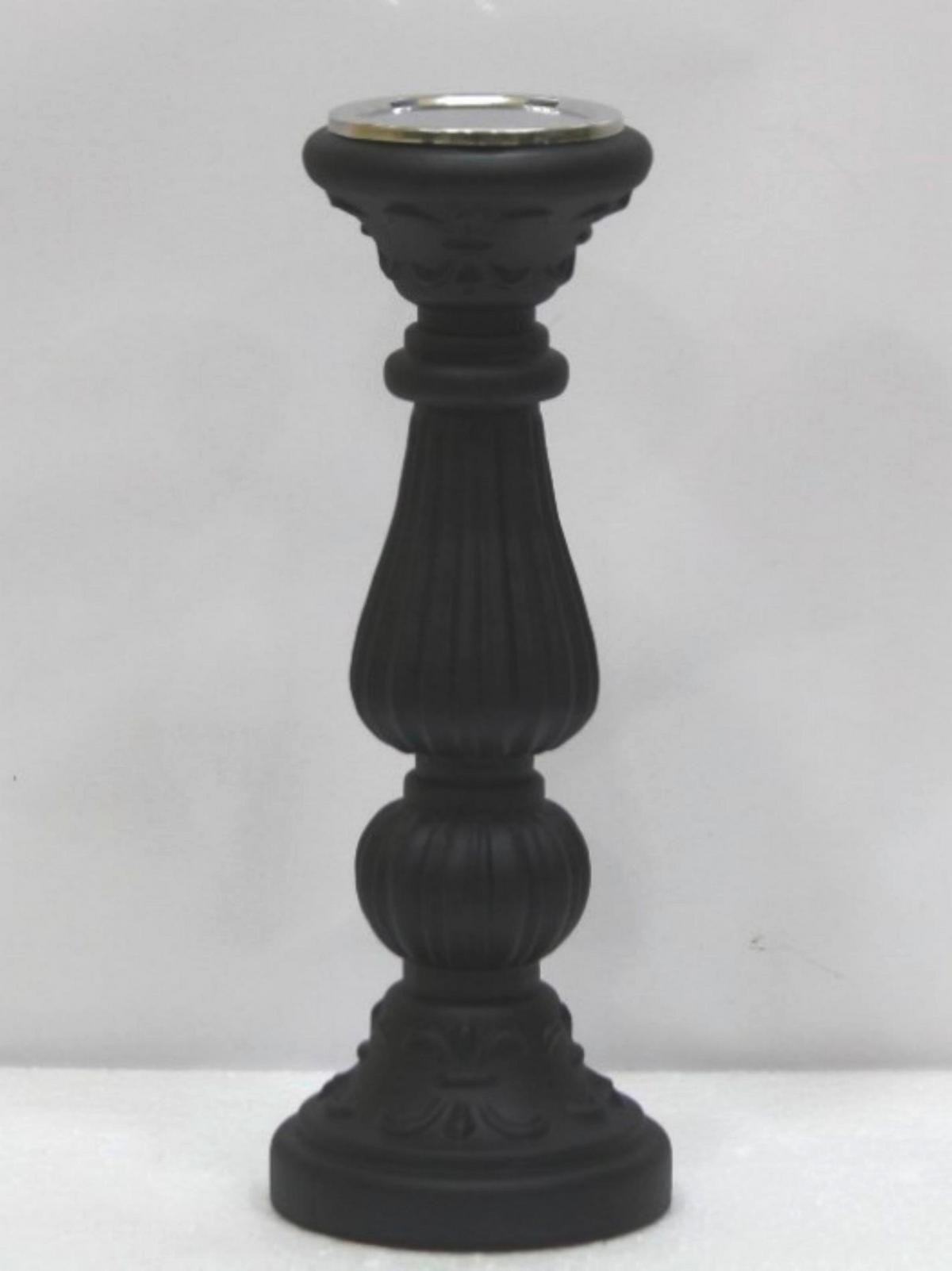 ŚWIECZNIK 89356 - czarny, Trend, szkło (14/14/38cm) - X-Mas