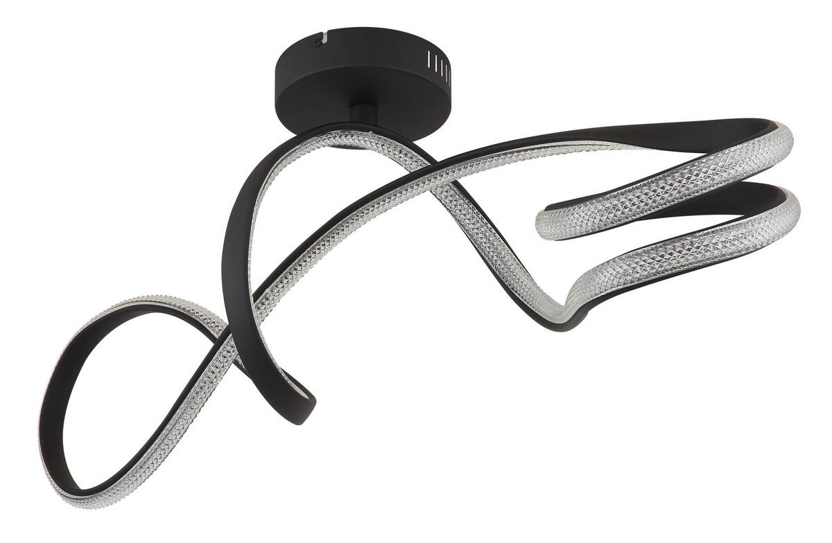Plafonieră cu LED Swirl - străveziu/negru, Design, plastic/metal (90,8/28/33cm) - Globo