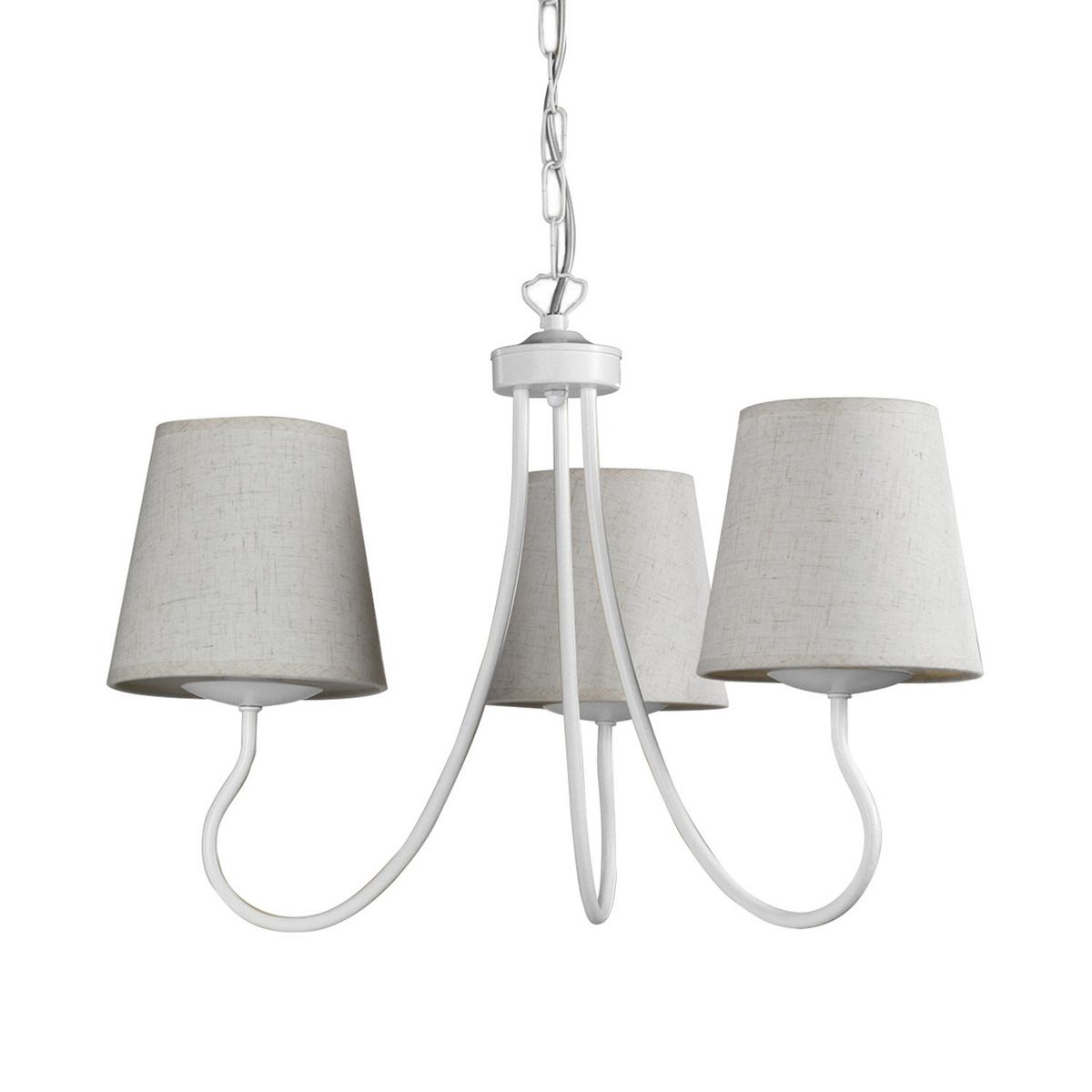 Kronleuchter Margot Weiß max. 6 Watt - Weiß, KONVENTIONELL, Textil/Metall (45/100cm)