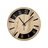 Wanduhr Schwarz/Eichefarben Ø ca. 36cm - Eichefarben/Schwarz, Basics, Holz/Kunststoff (36cm)