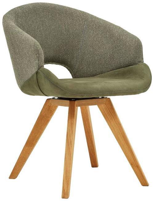 KRZESŁO Z PODŁOKIETNIKAMI RINCON - kolor dębowy/kremowy, Design, tkanina/drewno (58/83/59cm) - Linea Natura