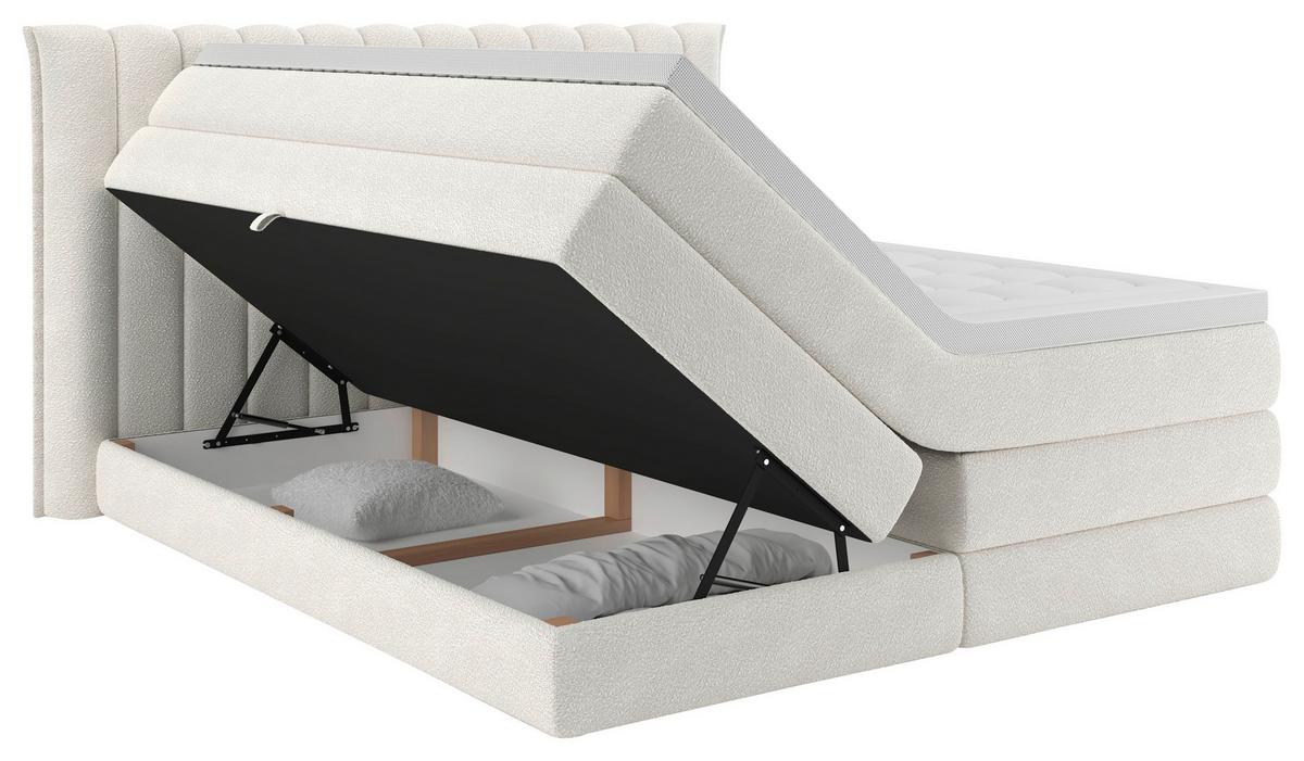 Boxspringbett Lina Creme ca. 160x200cm - Creme, KONVENTIONELL, Holz/Holzwerkstoff (160/200cm) - Premium Living