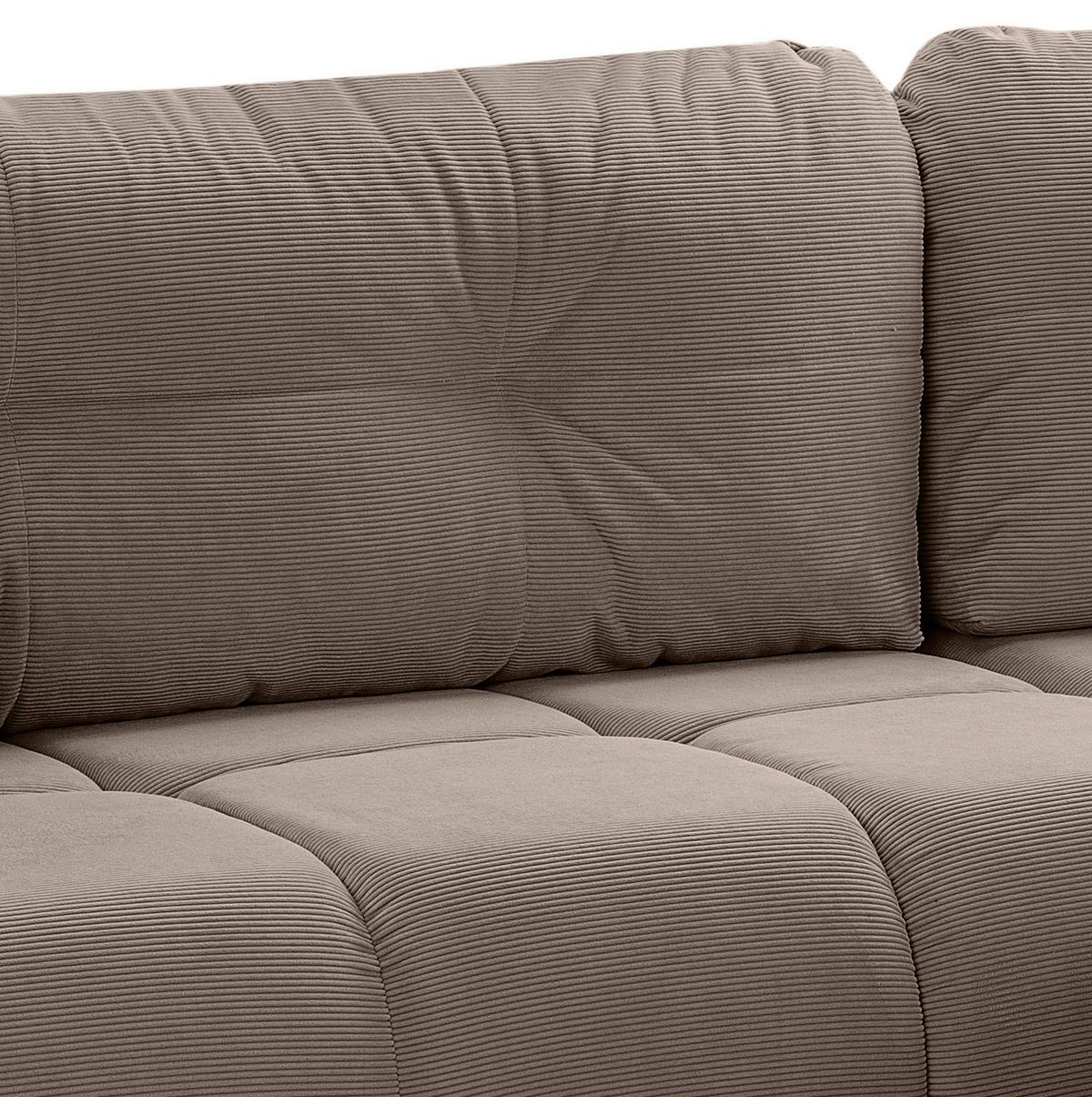 Ecksofa Sancho Long Beigebraun - Beigebraun/Schwarz, Basics, Holz/Kunststoff (255/155cm) - MID.YOU