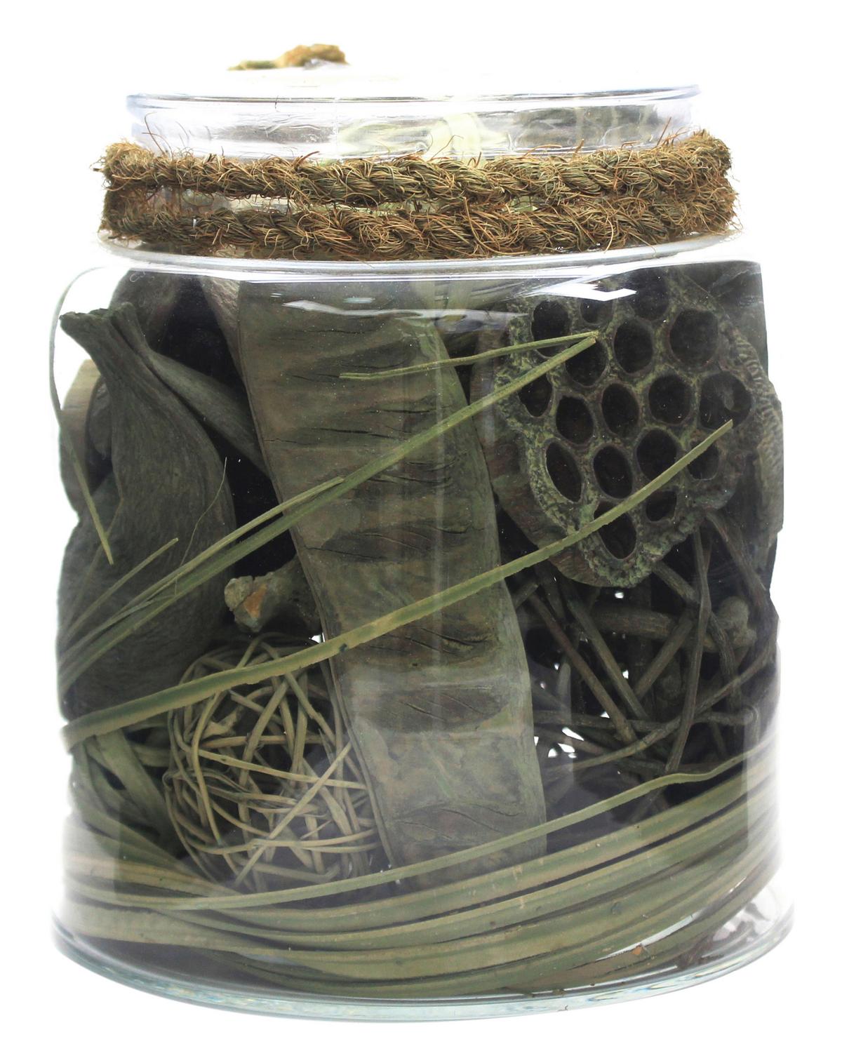 DEKOGLAS FLORA - Grün, Lifestyle, Glas/Naturmaterialien (18/20/18cm) - Kayoom